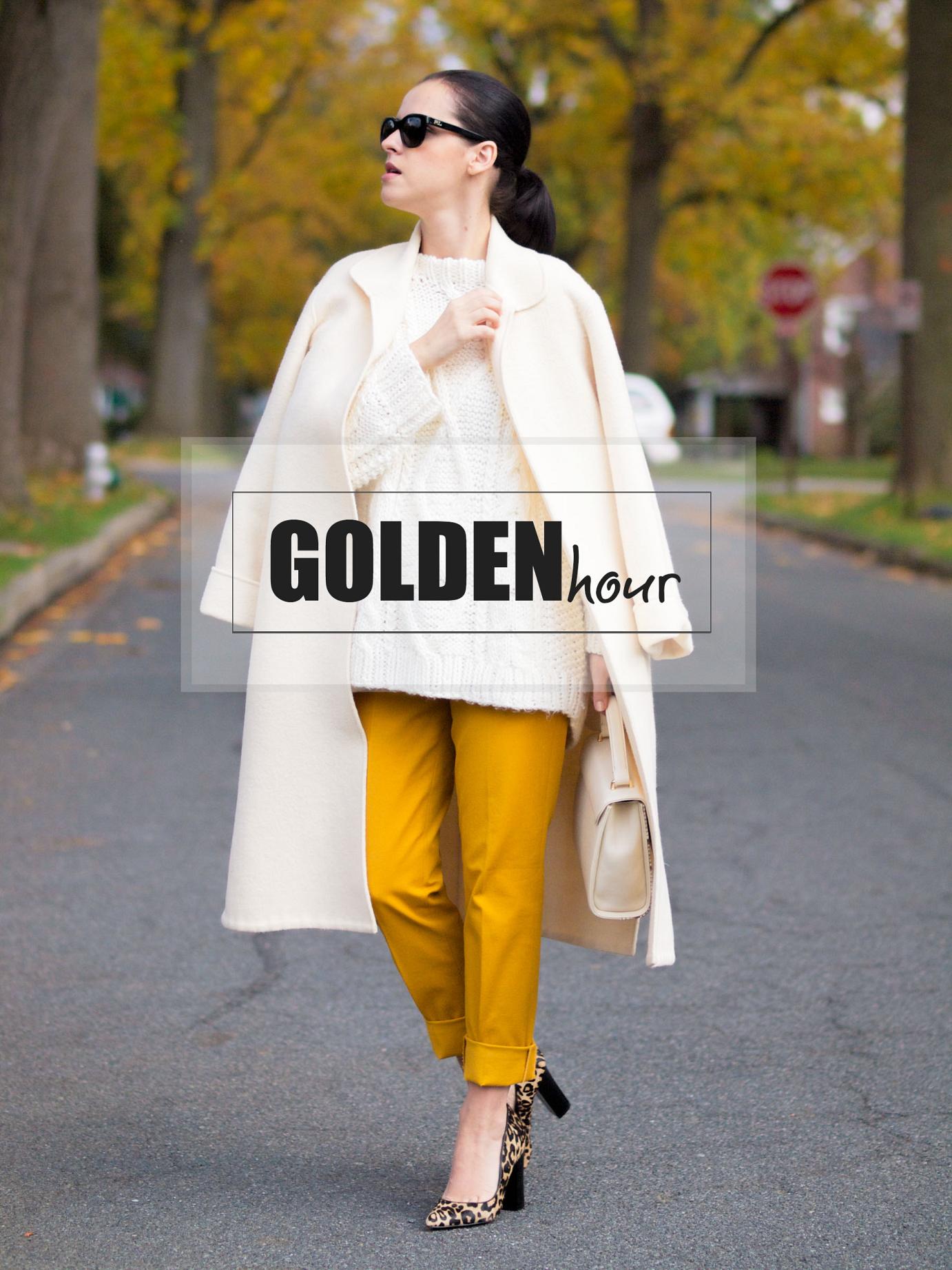 bittersweet colours, fall coats, fall colors, fall street style, chunky sweater, yellow pants, banana republic, leopard print shoes, valentino coat, vintage coat, street style, 20 weeks, maternity style, GIVEAWAY, world wide giveaway,
